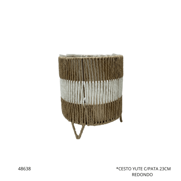 CESTO YUTE C/PATA 23CM REDONDO (AF197-74)