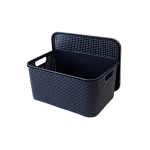 CAJITA ORGANIZADOR NEGRO CON TAPA 19.6X28.5X13.5CM PLASNEW (2041)