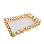 BANDEJA 25X40CM CON PERLAS DE MADERA