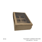 CAJA KRAFT CUADRADA PARA MINI CUPCAKES X6 (6 CAV)