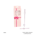 PAJITA VIDRIO CORAZON C/LIMPIADOR 3PCS (782-7)