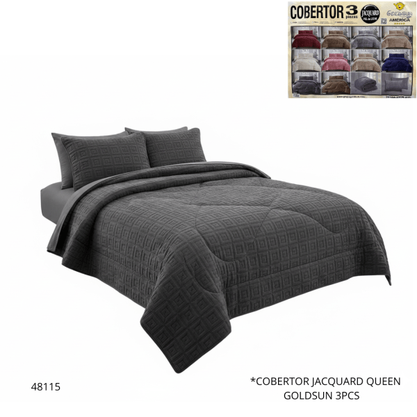 COBERTOR JACQUARD QUEEN GOLDSUN 3PCS (3118A-23CK-2)