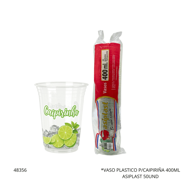 VASO PLASTICO P/CAIPIRIÑA 400ML ASIPLAST 50UND (CJA X 20)
